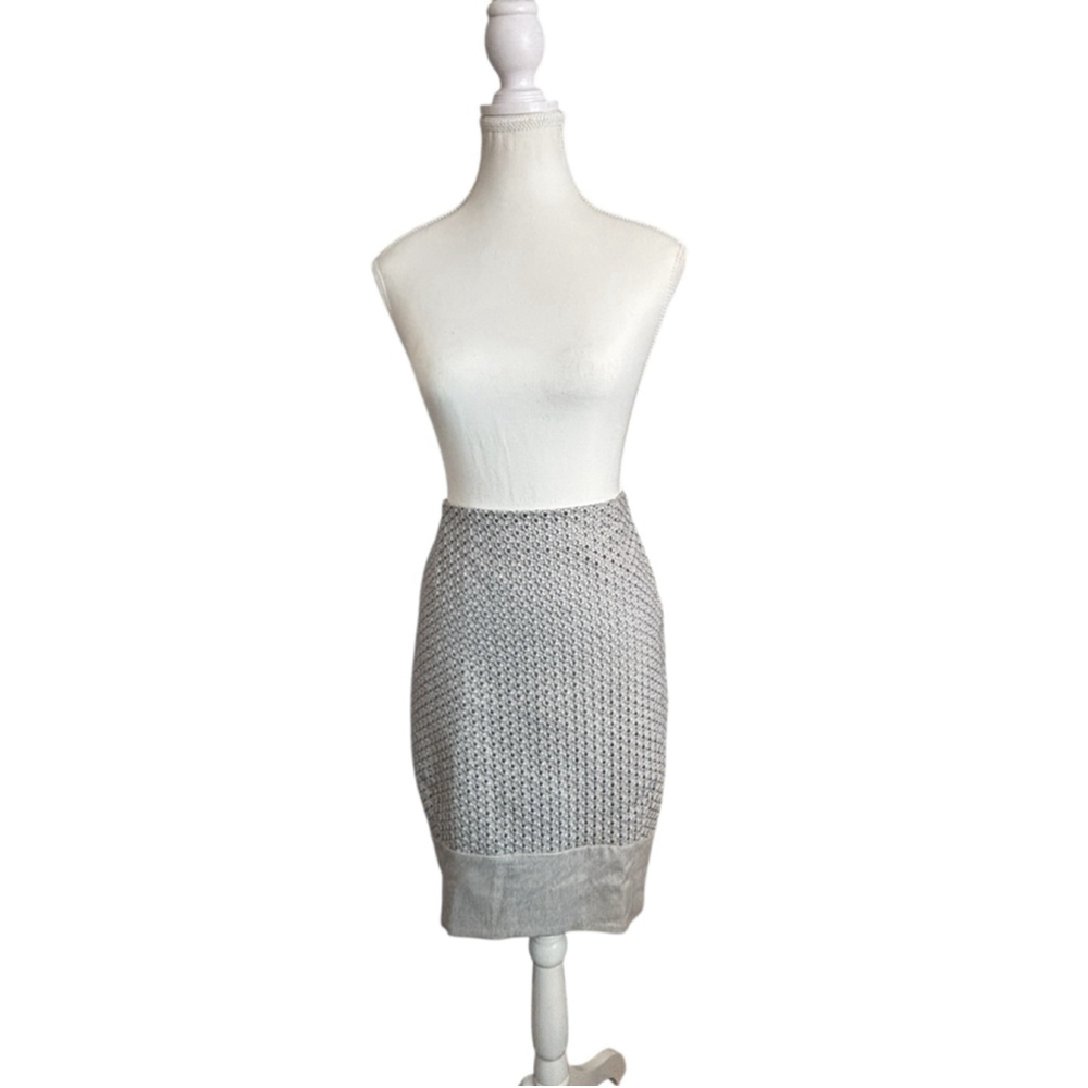 Escada Briddie Wool Eyelet Pencil Skirt Women's Size Euro 38 Gray